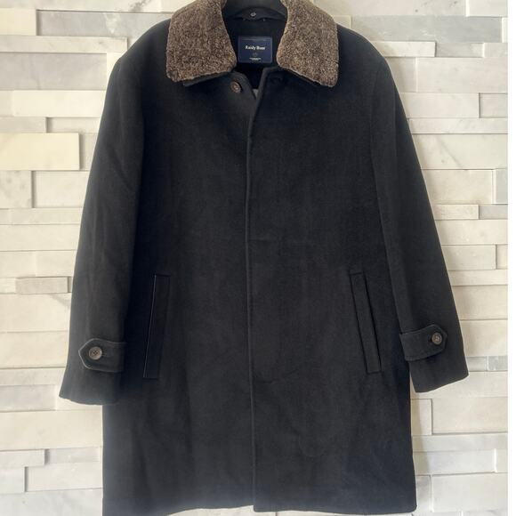 Raidy Boer Other - RAIDY BOER Men's Wool Removable Fur Collar Leather Trim Black Coat 38 US/48 EU